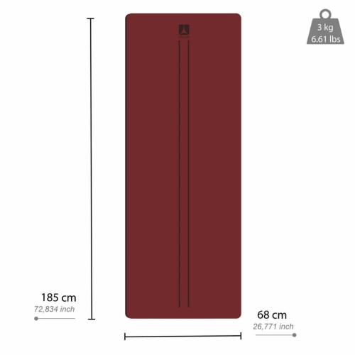 Çift Çizgi Tasarımlı 5mm Kauçuk Yoga Pilates Mat Bordo