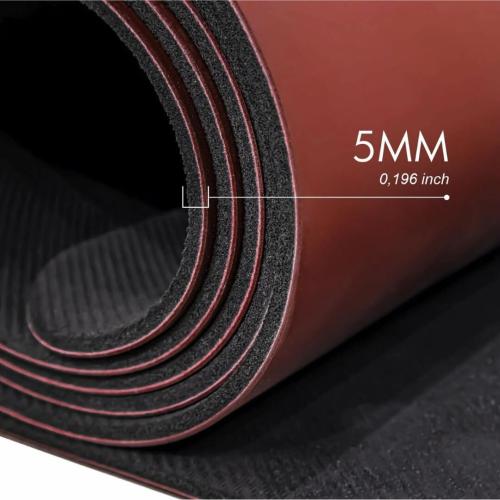 Çift Çizgi Tasarımlı 5mm Kauçuk Yoga Pilates Mat Bordo