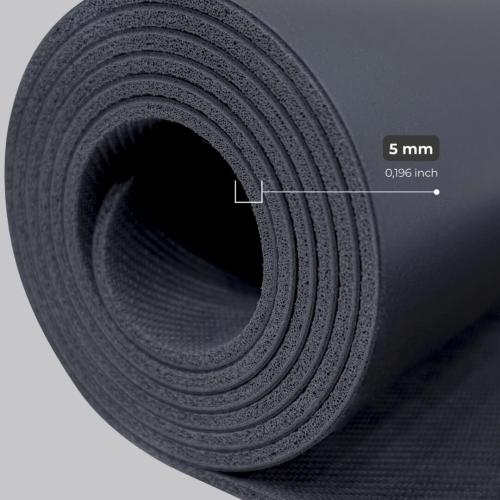 Çift Çizgi Tasarımlı 5mm Kauçuk Yoga Pilates Mat Siyah