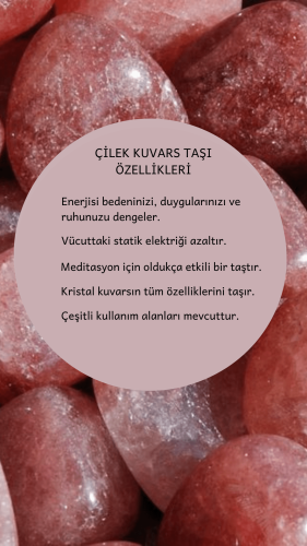 Çilek Kuvars Taşı Jade Roller Yüz Masaj Aparatı -Kutulu