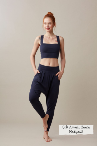 Organik Pamuk Unisex Yoga Pantolon | Lacivert