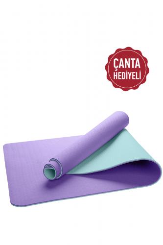 Düz Yoga ve Pilates Matı - Lila - Soft Yeşil