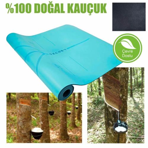 Hizalama Tasarım 5mm Kauçuk Mat Kaydırmaz Yoga Pilates Mat Mavi