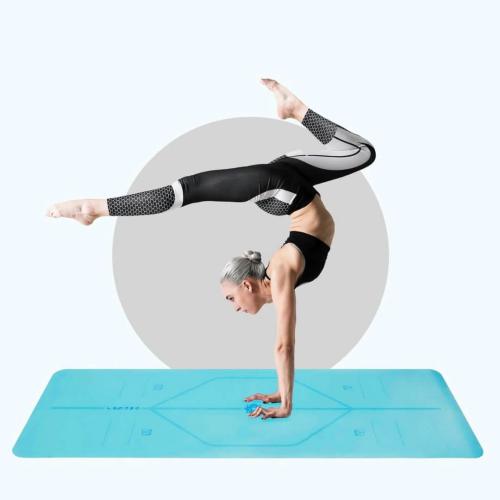 Hizalama Tasarım 5mm Kauçuk Mat Kaydırmaz Yoga Pilates Mat Mavi