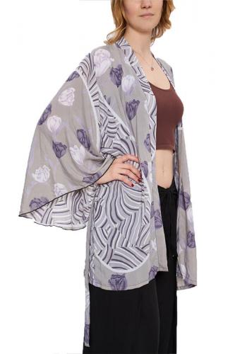 Bağlamalı %100 İpek Kimono - Etnik Papatya