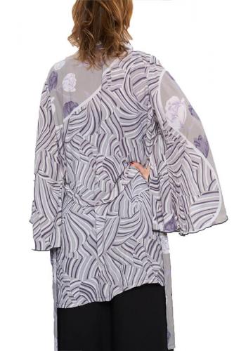 Bağlamalı %100 İpek Kimono - Etnik Papatya