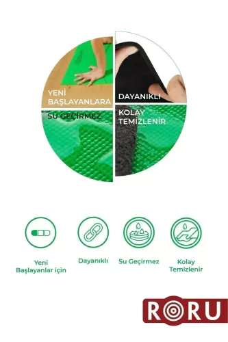 RORU Basics Series Başlangıç Yoga Matı 6mm - Yeşil/Sarı