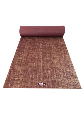 Doğal Jüt Kaplama Bordo Yoga Mat -5 Adet