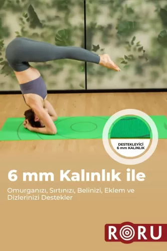 RORU Basics Series Başlangıç Yoga Matı 6mm - Yeşil/Sarı