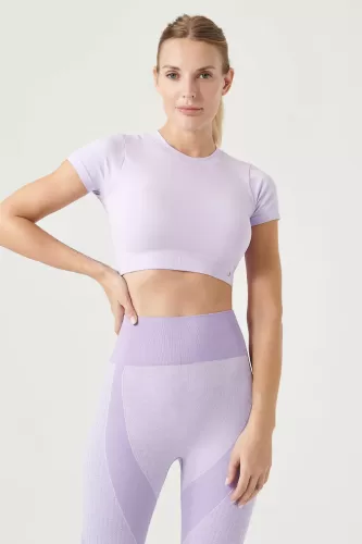 Jerf Captiva Yumuşak Dokulu & Esnek Crop Top- Mor